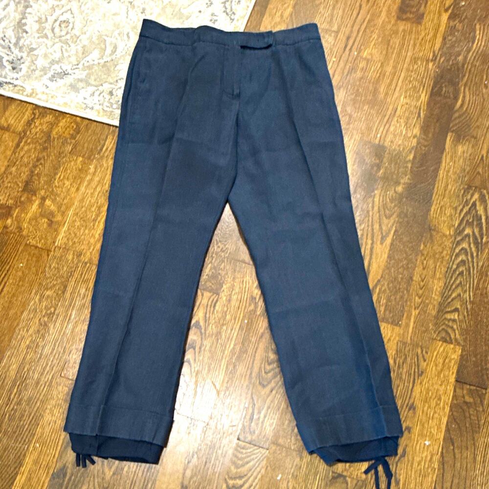 Max Mara Women’s Black Solid Dress Pants Flat Front Tie Accent Size 8 Regular